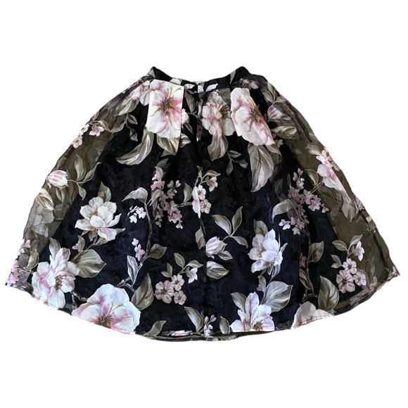 Forever 21 Dark Floral Midi Skirt Black Pink Small Fairycore Romantic Dreamy - Picture 4 of 8